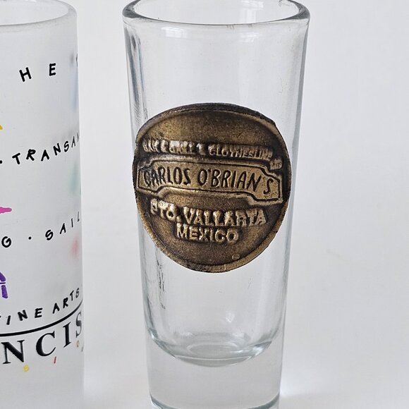 4 Shot Glasses 4" Tall - Texas, Hollywood, San Francisco, Puerto Vallarta Mexico - Picture 5 of 6